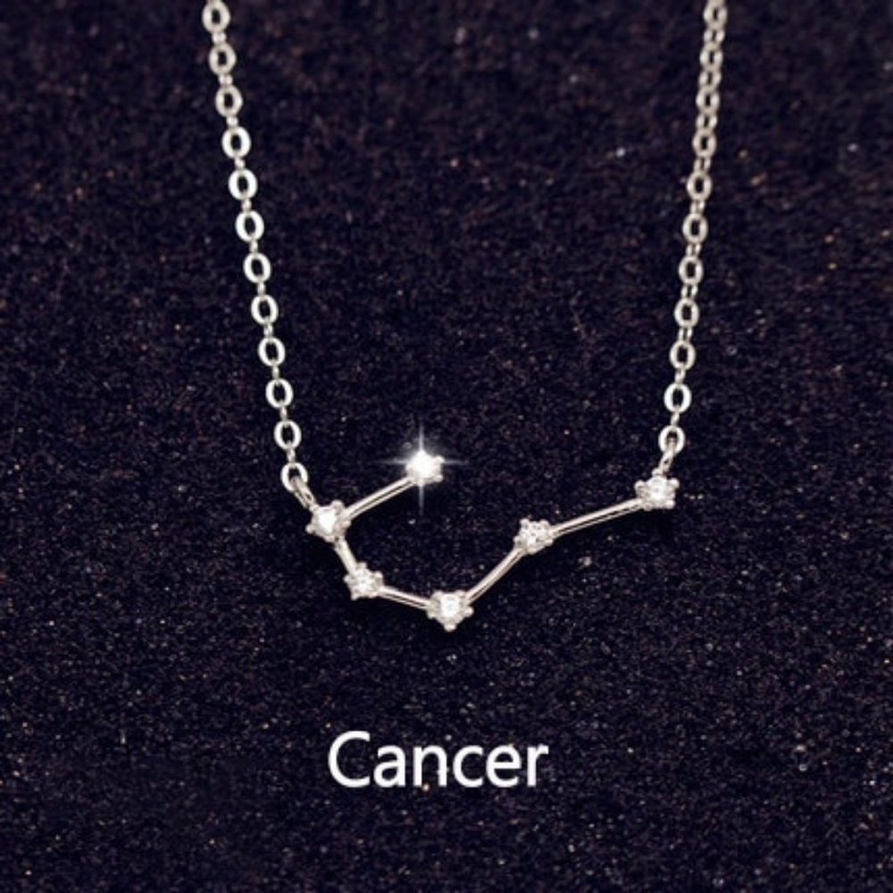 Sterling Silver Diamond Zodiac Necklace--Cancer - Picture 1 of 3